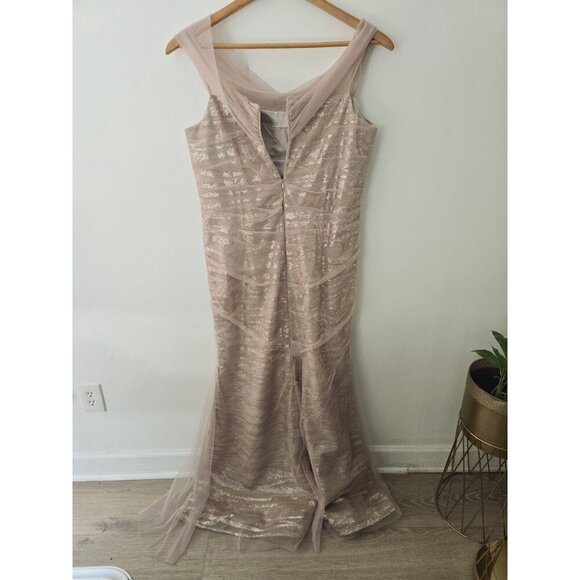 Rickie Freeman Teri Jon Campaign Sequin Off The Shoulder Gown Dress 18 ALTERED - Picture 7 of 13